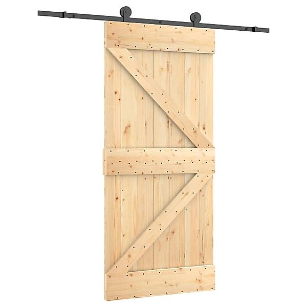 vidaXL Schiebetür mit Beschlag 95x210 cm Massivholz Kiefer 3203060 günstig online kaufen