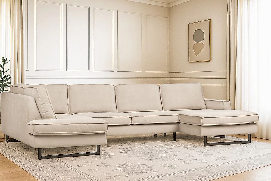 Home affaire Wohnlandschaft "Pinto, 350 cm, U-Form, XXL, mit Ottomanen" Cor günstig online kaufen