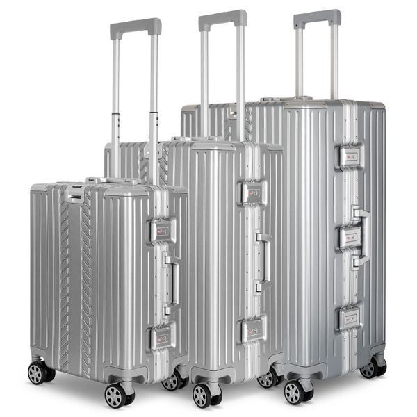 WINLIFE Trolley Hartschalen-Koffer Alu-Rahmen Silber Trolley günstig online kaufen