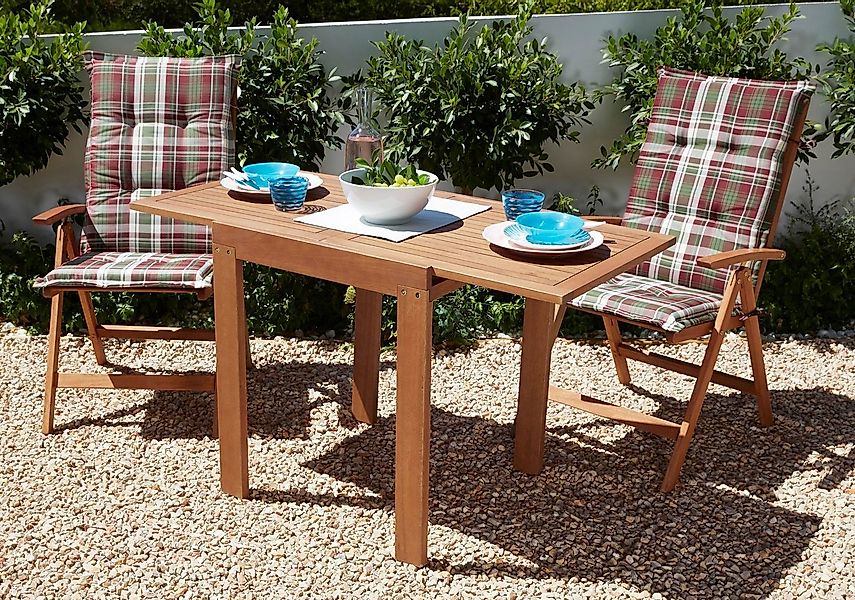 MERXX Balkonset Borkum, (5-tlg., 2x Klappsessel, inkl. Kissen, 1x Balkonaus günstig online kaufen