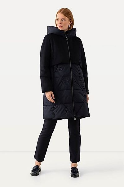 Ulla Popken Steppjacke Jacke Materialmix 2-Wege-Zipper Kapuze günstig online kaufen