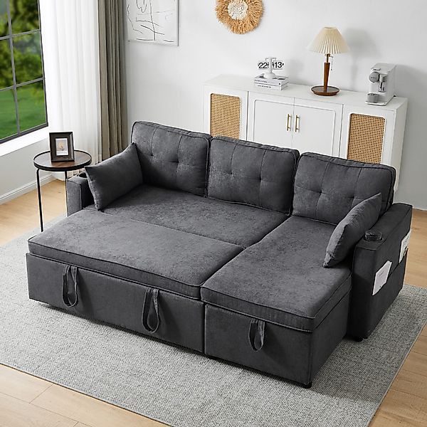 Merax Ecksofa L-Form, Loungesessel mit Schlaffunktion, günstig online kaufen