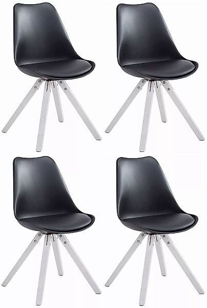 4er Set Stühle Toulouse Kunstleder Weiß Square Schwarz günstig online kaufen