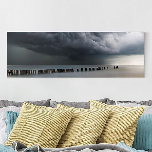 Leinwandbild Strand - Panorama Sturmwolken über der Ostsee günstig online kaufen