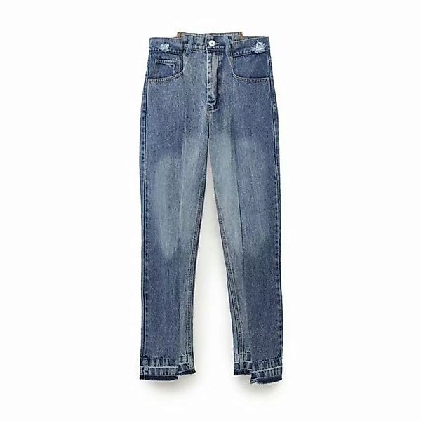 KIKI Ankle-Jeans Gerade geschnittene Jeanshose für Damen in Kontrastfarbe günstig online kaufen