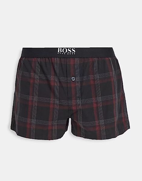 BOSS – Bodywear – Lounge-Shorts in Rot kariert-Schwarz günstig online kaufen