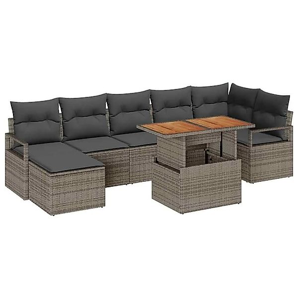 vidaXL Garten Essgruppe mit Kissen 8-Tlg Grau und Braun 3349740 günstig online kaufen