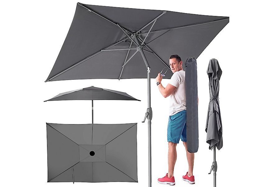 TOM Sonnenschirm mit Kurbel 140x210cm Rechteckig inklusive Kühltasche, Trag günstig online kaufen