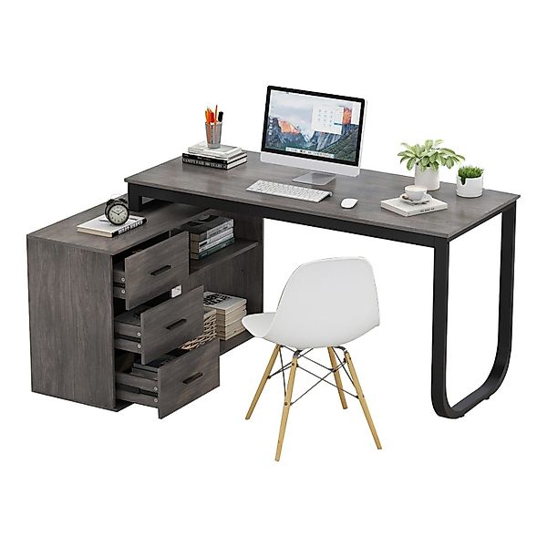 FUFU&GAGA Eckschreibtisch 130 cm L Förm günstig online kaufen