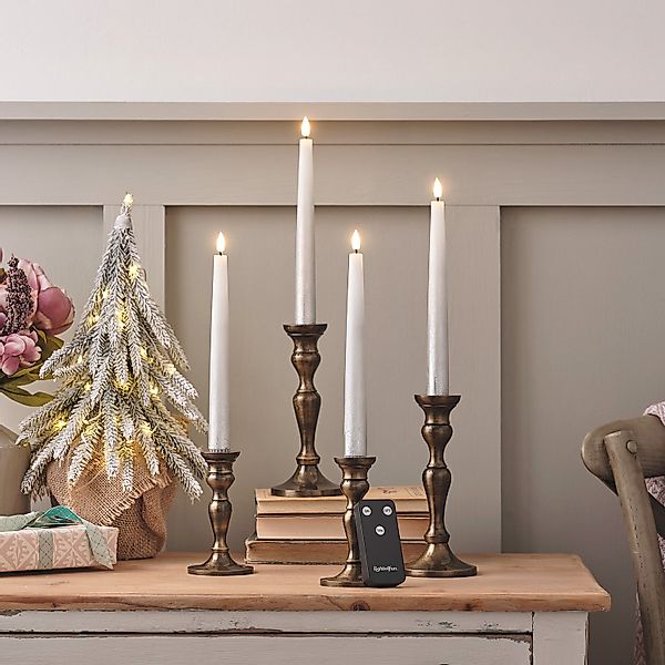 4er Set TruGlow® LED Stabkerzen Echtwach silber ombré günstig online kaufen