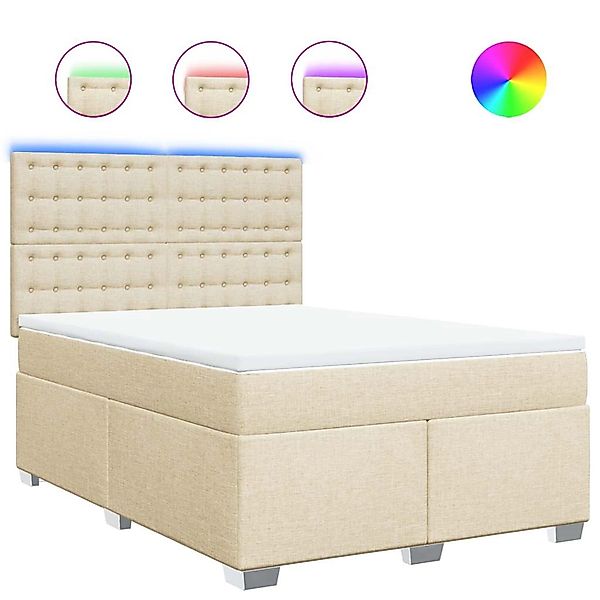 vidaXL Boxspringbett mit Matratze Creme 140x190 cm Stoff 3292802 günstig online kaufen
