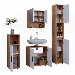 Vicco Badmöbel-Set Irma, Eiche/Weiß Hochglanz, 4 günstig online kaufen