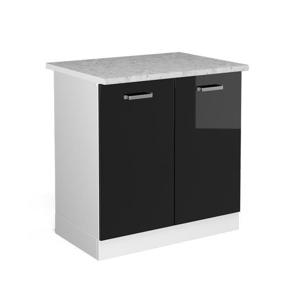 Vicco Spülenunterschrank R-Line, Schwarz Hochglanz/Weiß, 80 günstig online kaufen