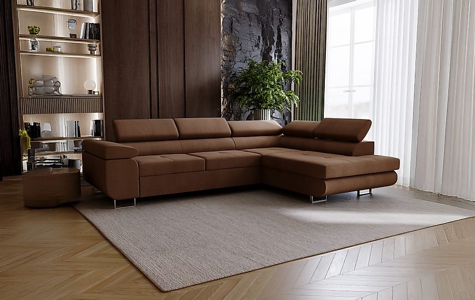Goldstoff Ecksofa mit Schlaffunktion - Designersofa, günstig online kaufen