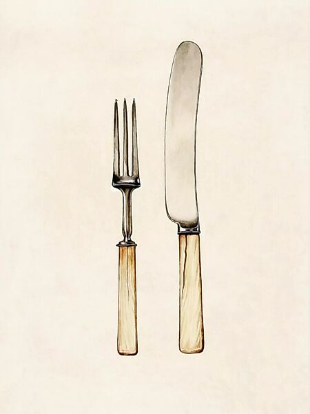Poster / Leinwandbild - Grace Halpin: Messer Und Gabel günstig online kaufen
