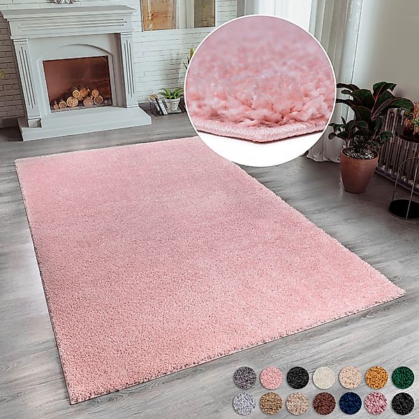 my home Hochflor-Teppich "Shaggy 30" rechteckig 30 mm Höhe Teppich, Uni Far günstig online kaufen