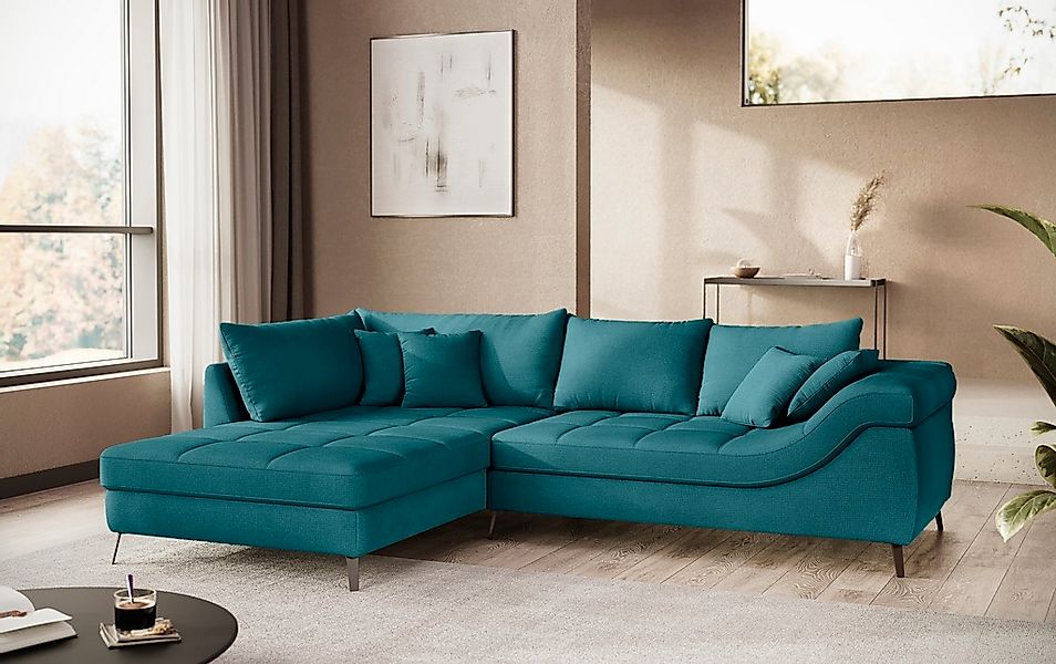 Mr. Couch Ecksofa »Portofino L-Form«, 4 Bezugsqualitäten, 13,5 cm hohe Meta günstig online kaufen