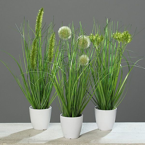 Kunstpflanze Kunstpflanze Gras im weißen Topf günstig online kaufen