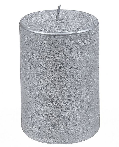 Steinhart Kerzen Rustic-Kerze Stumpenkerze "Rustic-Glanz" Silber 100/68 mm günstig online kaufen