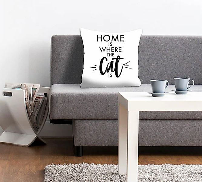 queence Dekokissen »Home is where the Cat is«, Kissenhülle,Spruch,Home is w günstig online kaufen