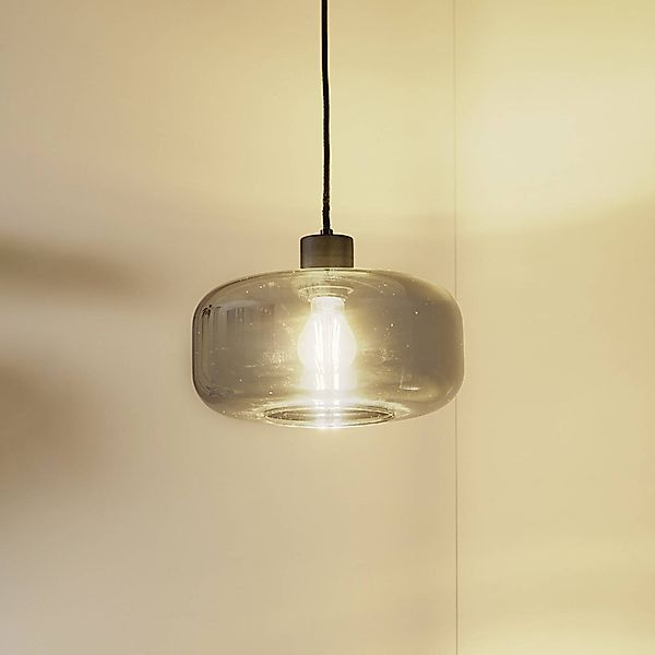Lindby Hängeleuchte Hildur, Ø 28,5 cm, 1-flg., grau, Glas günstig online kaufen