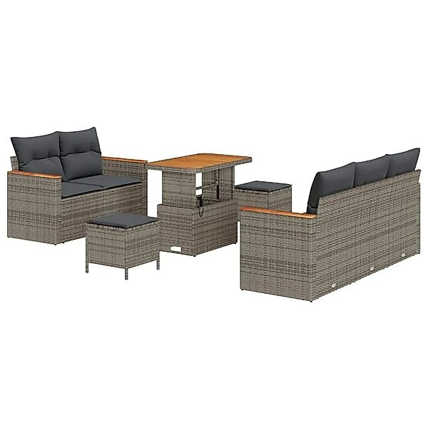 vidaXL Gartensofa-Set mit Kissen 10 Stk Grau Poly-Rattan 3364943 günstig online kaufen