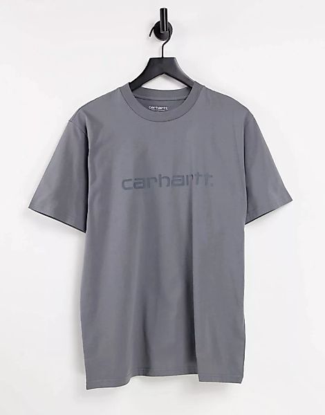 Carhartt WIP – T-Shirt in Grau mit Schriftzug günstig online kaufen