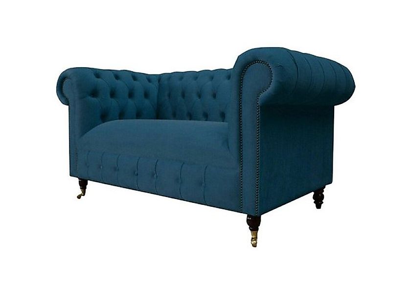 JVmoebel Chesterfield-Sofa Sofa 2 Sitzer Sitz Klassische Blau Sofas Couchen günstig online kaufen