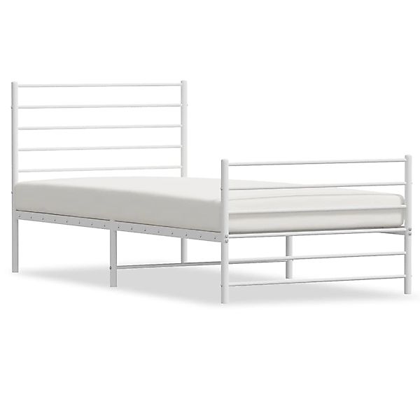 vidaXL Bettgestell, Bettrahmen mit Kopf- und Fußteil Metall Weiß 90x190 cm günstig online kaufen