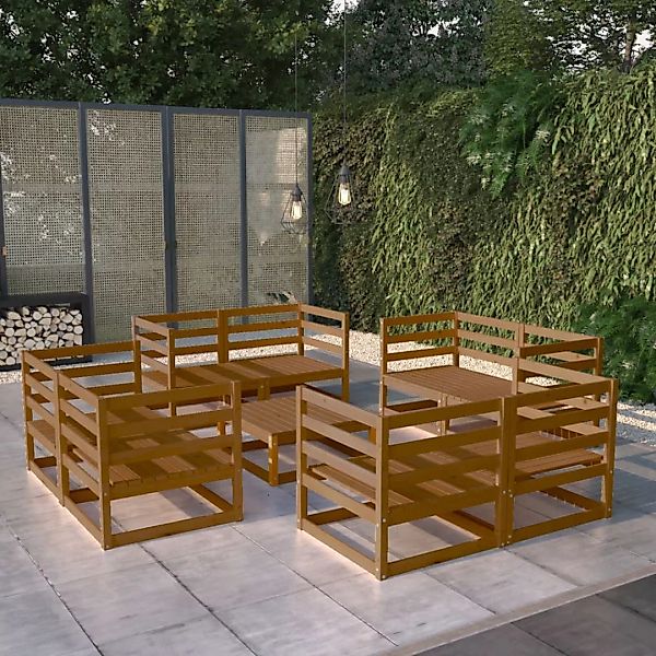 9-tlg. Garten-lounge-set Honigbraun Massivholz Kiefer günstig online kaufen