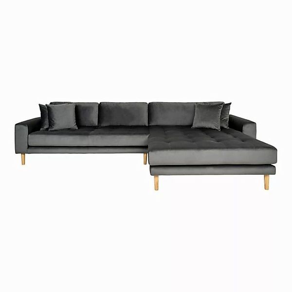 House Nordic Ecksofa in Grau, Velour - 290x76x92cm (BxHxT) günstig online kaufen