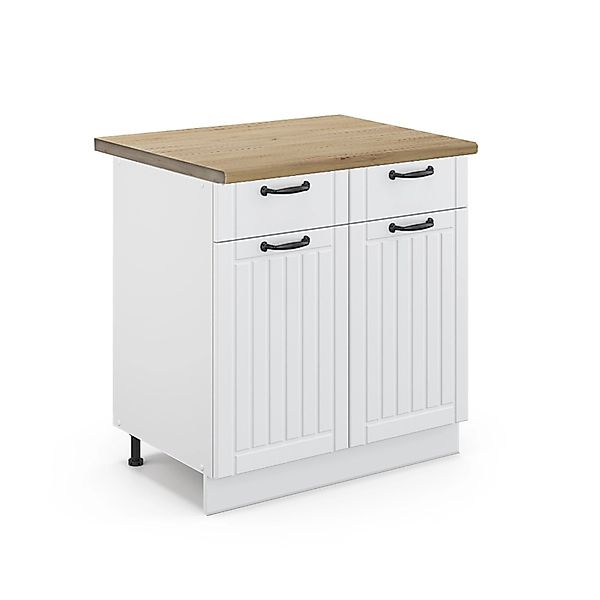 Vicco Unterschrank Fame-Line, Weiß Landhaus/Weiß, 80 cm ohne Arbeitsplatte günstig online kaufen