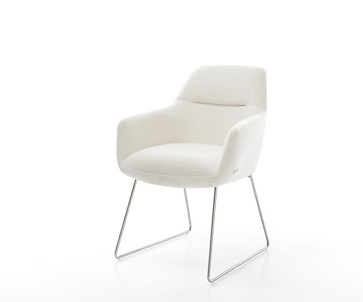 Esszimmerstuhl Pejo-Flex Bouclé Soft Beige Kufengestell Edelstahl Taschenfe günstig online kaufen