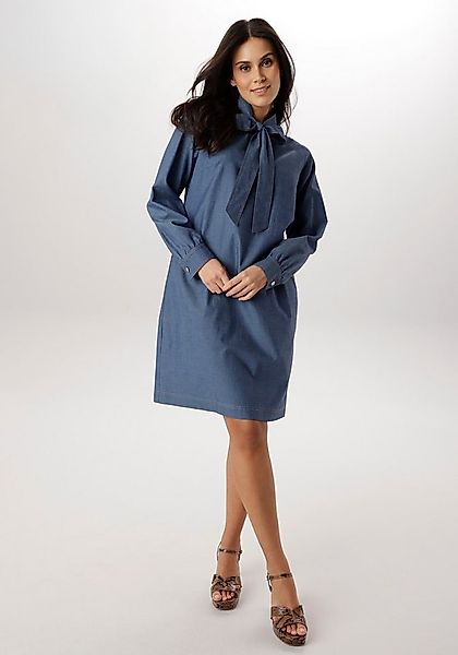 Aniston SELECTED Jeanskleid mit fixierter Schluppe zum Binden am V-Ausschni günstig online kaufen