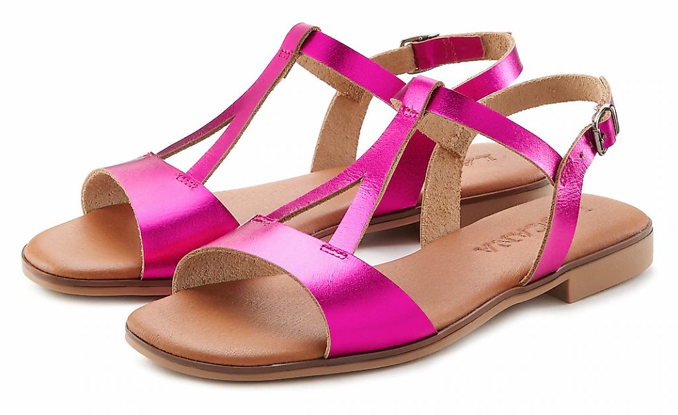 LASCANA Sandale "Sommerschuh", aus Leder im Metallic-Look, Sandalette, Somm günstig online kaufen