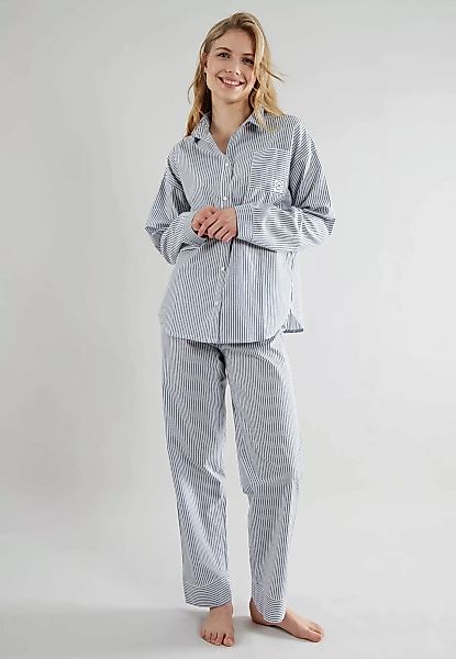 TOM TAILOR Pyjama "Positivism", (2 tlg.), Streifendesign, Langarm, lange Ho günstig online kaufen