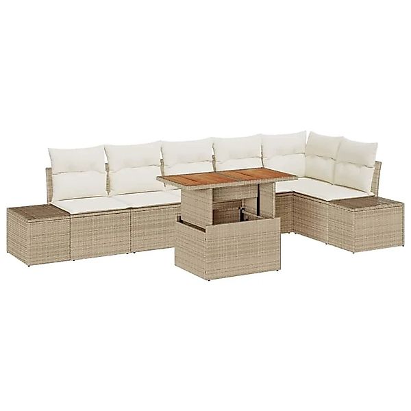 vidaXL Garten Essgruppe mit Kissen 7-Tlg Beige und Creme 3349973 günstig online kaufen