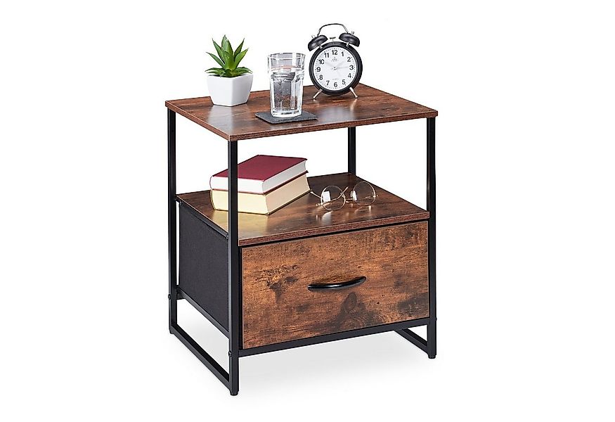 relaxdays Nachttisch Industrial mit Schublade günstig online kaufen