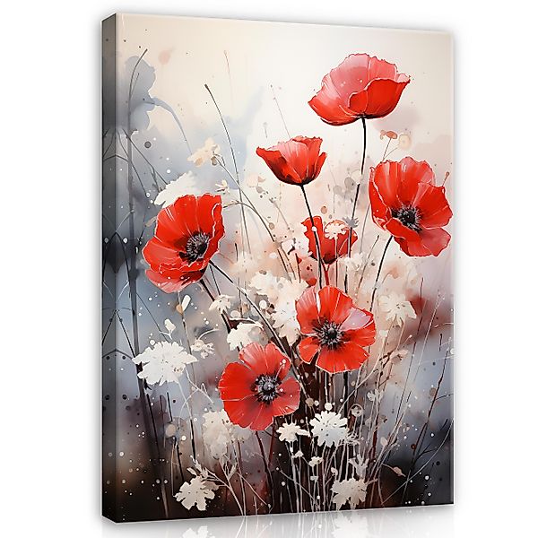 Wallarena Leinwandbild Mohnblumen Blumen Gemalt Wandbild günstig online kaufen