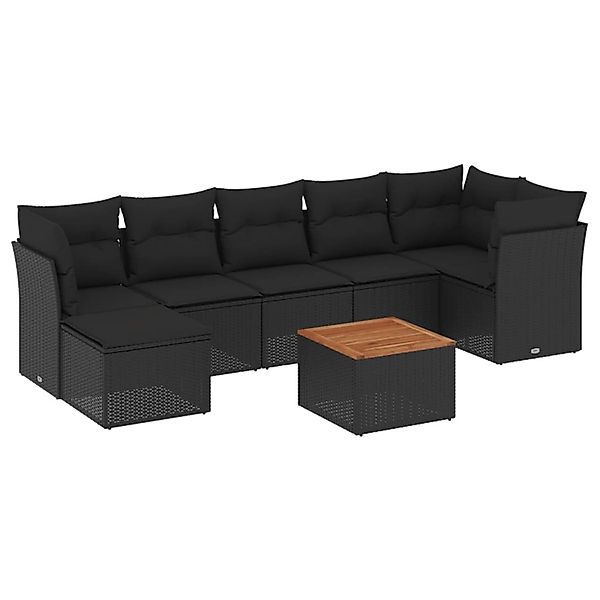 vidaXL 8-Tlg Garten-Sofagarnitur mit Kissen Schwarz Poly Rattan 3256083 günstig online kaufen
