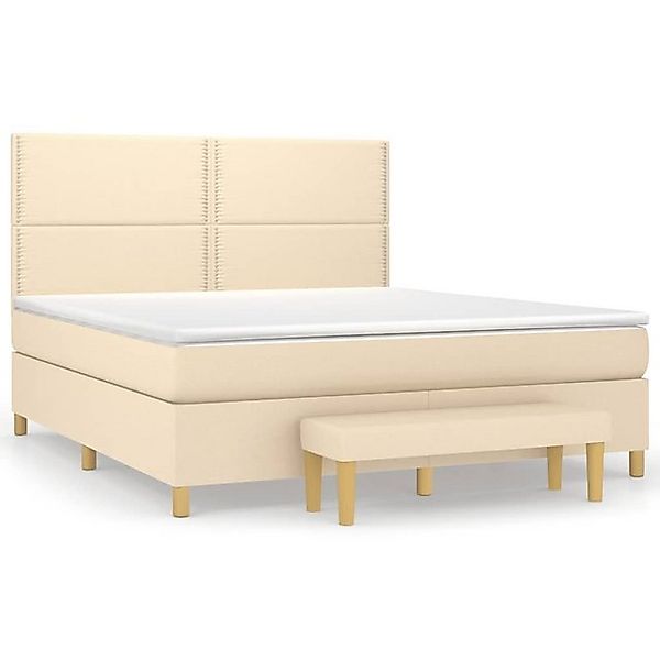 vidaXL Boxspringbett Boxspringbett mit Matratze Creme 160x200 cm Stoff Bett günstig online kaufen