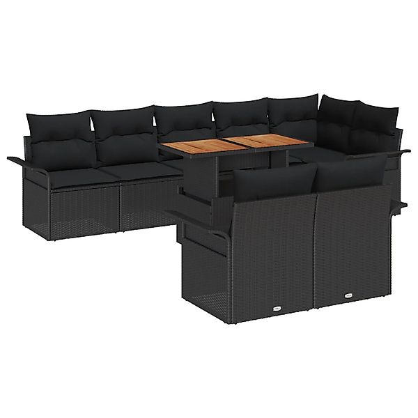 vidaXL Garten-Sofa-Set mit Speicher 9-Tlg Schwarz Poly Rattan 3358088 günstig online kaufen