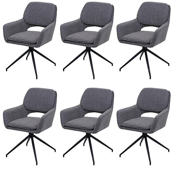 MCW Esszimmerstuhl N74 6er-Set Stoff Boucle 540g/m² Grau günstig online kaufen
