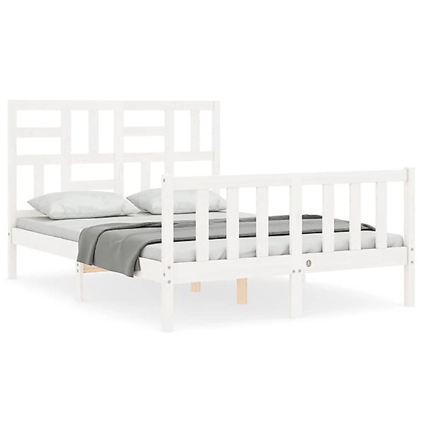 vidaXL Massivholzbett mit Kopfteil Weiß 4FT Small Double1689874 günstig online kaufen