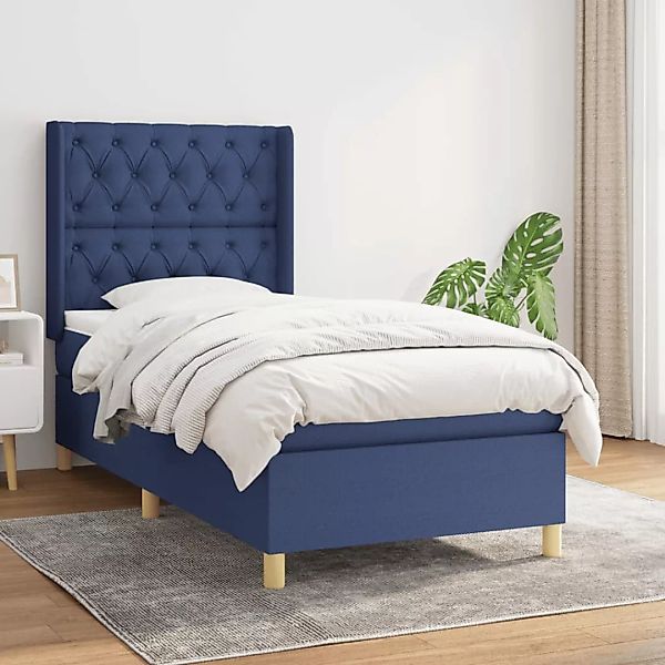Vidaxl Boxspringbett Mit Matratze Blau 80x200 Cm Stoff günstig online kaufen