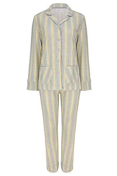 SNOOZE OFF Pyjama Schlafanzug in grün-gelb-grauen günstig online kaufen