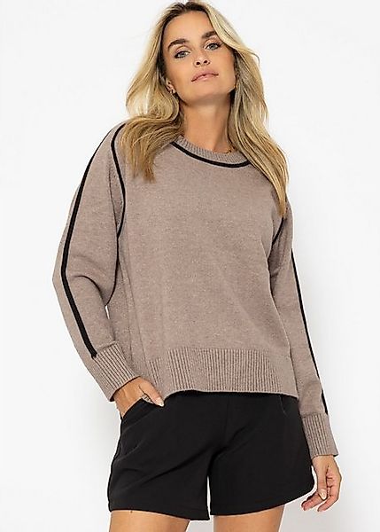 SASSYCLASSY Strickpullover Strickpullover Damen mit Zierblenden Elegant Rol günstig online kaufen