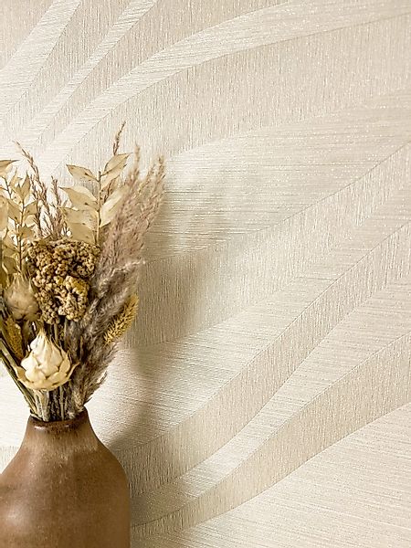 Newroom Vliestapete, Beige Tapete Glamour Wellen günstig online kaufen