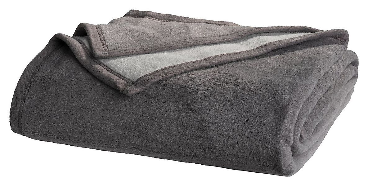 Wohndecke IBENA DOUBLEFACE, 150 x 200 cm, Anthrazit, JOOP!, Hellgrau, Baumw günstig online kaufen