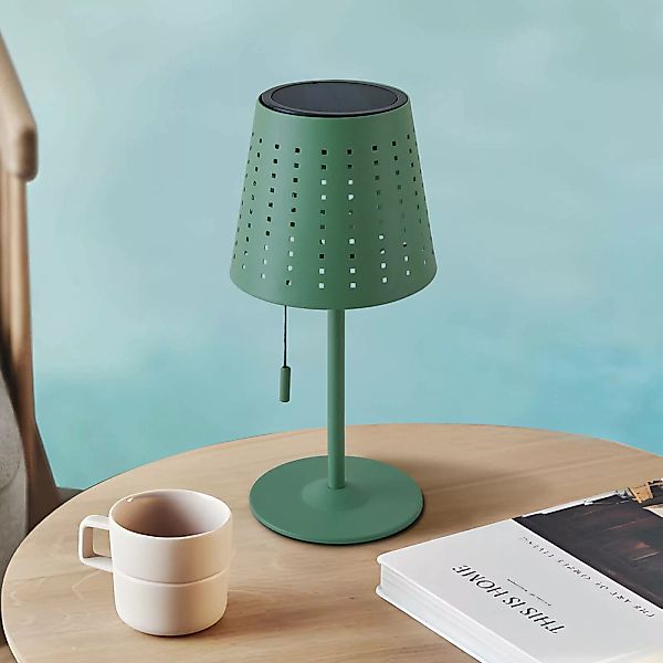 Lindby LED-Solar-Tischleuchte Hilario, grün, Eisen, Akku günstig online kaufen